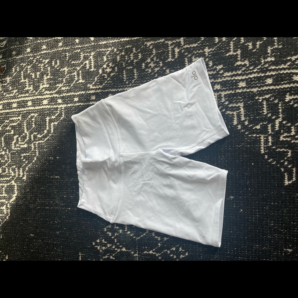 Alo Yoga White Bike Shorts